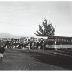 Cover image for Photograph - Hagley Farm School - children arriving by bus