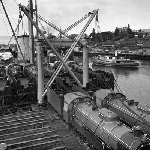 Cover image for Photograph - Hobart Wharf, locomotives on the "SS Belpareil"