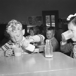 Cover image for Photograph - New Norfolk Pre-School, children drinking milk