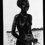 Cover image for Photograph - Aboriginal woman with shell necklace, fishing basket and crayfish (copy)