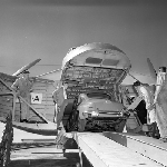 Cover image for Photograph - Cambridge Airport, Bristol Freighter loads car