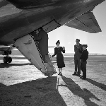 Cover image for Photograph - Cambridge Airport, air hostess of Convair