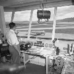 Cover image for Photograph - Cambridge Aerodrome, inside the control tower
