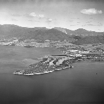 Cover image for Photograph - Hobart, aerial view, Claremont and surroundings, including Cadbury's Factory