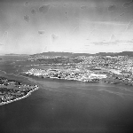 Cover image for Photograph - Hobart, aerial view, looking towards the south, Risdon and the Zinc works in foreground