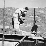 Cover image for Photograph - Hobart, brick layer at work