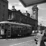 Cover image for Photograph - Hobart, view of Elizabeth Street with Moonah tram outside the General Post Office (GPO)