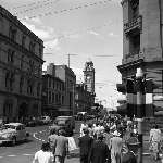 Cover image for Photograph - Hobart, view of Elizabeth Street at the intersection with Collins Street, looking South toward the General Post Office (GPO)