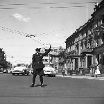 Cover image for Photograph - Hobart, Police Officer on traffic duty on the corner of Macquarie and Murray Streets