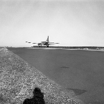 Cover image for Photograph - Plane landing, Ansett Convair, Llanherne (now Hobart) Airport