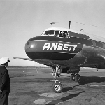 Cover image for Photograph - Pilot all clear to ground staff, Ansett Convair, Llanherne (now Hobart) Airport