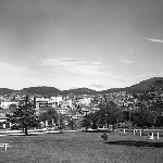 Cover image for Photograph - Hobart, view of Liverpool Street, Hobart City with roundabout fountain from the Queen's Domain