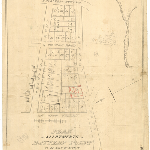 Cover image for Map - Hobart 101 - Plan of allotments at Battery Point, Hobart,  to be sold by Auction by Mr T Y Lowes on Tuesday June 6th, showing allotments in Cromwell, Napoleon, Colville, De Witt and St Georges Terrace