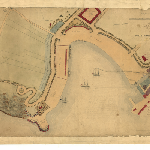 Cover image for Map - Hobart 110 - Detailed drawing of Sullivans Cove and Battery Point, Hobart - surveyor Frankland