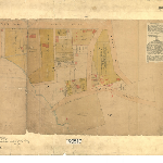 Cover image for Map - Hobart 111 -See U3 and T3 Plan of allotments bounded by Fitzroy, Albuera Streets, Montpellier Retreat and the rivulet, Hobart,  (this plan was formerly page 25 of Sprent's book - surveyor S Wenthorpe Hall