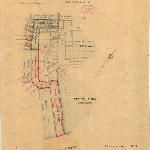 Cover image for Map - Hobart 122 - Plan of Hobart showing right of way between new Post Office and Crown Land Building - surveyor Herrman R Murchison  (Field Book 954)