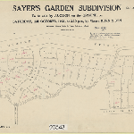Cover image for Map - Hobart 137 - Plan of Sayers Garden Subdivision, Hobart,  to be sold by Auction on the Ground on Sat 15th October 1921 at 2.30 pm by Messrs Burn & Son,  bounded by Quale and Queens Street East and Sandy Bay Rivulet.