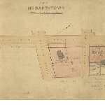 Cover image for Map - Hobart 69 - Town Hall survey corner of Elizabeth, Macquarie and Argyle Streets showing Town Hall and Museum Site, Hobart - surveyor William Tulley