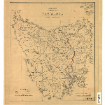 Cover image for Map - Historic Plan 15 - 'Walch's new map of Tasmania' includes various proposed railway lines
