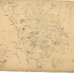 Cover image for Map - Exploration Chart 17 - sketch map of West Coast including King River, Mt Lyell gold fields, Mt Zeehan silver fields and Mt Heemskirk tin fields - drawn by GF George Lovett