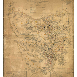Cover image for Map - Historic Plan 7 - map by George Frankland Surveyor-General, of Van Diemens Land showing counties, parishes and towns including insets of Hobart and Launceston