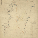 Cover image for Map - Westmorland 31 - parish of Lawrence, diagram of a location of 8000 acres to William Effingham Lawrence, including Lake River, Brumby's Rivulet, Ram Paddock Creek, Beauford and various landholders - surveyor James Scott (Field Book 891)