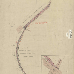 Cover image for Map - Buckingham 134 - parish of Hobart, plan of Mr Bowden's Farm fronting the Derwent River and includes the Elwick Railway line - surveyor AB Howell
