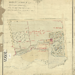 Cover image for Map - Buckingham 155 - New Town, plan showing the southern portion of John Beaumont's property and adjoining enclosures on south side of New Town rivulet