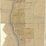 Cover image for Map - S/47A - town of Stieglitz, Georges Bay, Green, High, Rock, Mount, Oak, Low, Barrack, Stieglitz Sts, various landholders, surveyor Arthur Thompson (field book no.1199)