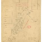 Cover image for Map - S/67 - town of Strahan, Harvey St, Esplanade, various properties and landholders, Long Bay, surveyor David Jones