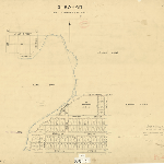 Cover image for Map - S/104 - town of Strahan, Jolly, Esky, Crowther, Featherstone, Harrison, Hamilton, Counsel, Lawder,  Grining, Bell, Gourlay Sts, Esplanade, Long Bay, property boundaries, surveyor David Jones (field book no.1226)