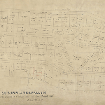 Cover image for Map - T/7A - plan of suburb of Trevallyn, showing portion to be brought under the Town Boards Act, Trevallyn Rd, Forest Rd, West Tamar Rd, Trevallyn Tce, South Esk Rd, various landholders, surveyor Joshua Higgs