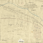Cover image for Map - T/34 - town of Teepookana, parish of Strahan, Mt Lyell railway line, King Rv, vairous property boundaries, surveyor Charles Coote