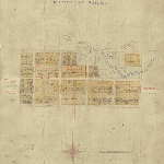 Cover image for Map - W/5 - town of Waratah, county of Russell, Walker, Ritchie, Crosby, Annie, William, Sprent, English, Smith Sts, Waratah Rv, various landholders, surveyor Charles Sprent