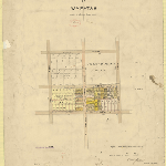 Cover image for Map - W/8 - town of Waratah, English, Sprent, South, Annie, William, Moore Sts, various landholders, surveyor David Jones (field book no.1303)