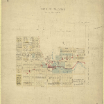 Cover image for Map - W/10 - town fo Waratah, Walker, Vincent, Ritchie, Crosby, Annie, William Moore, Sprent, English, Smith, Quiggin, Hall, North Sts, Waratah Rv, various landholders