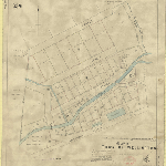 Cover image for Map - W/14A - town of Wellington, Macquarie St, Hobart Rvt, Ross Rvt, various property boundaries and landholders, surveyor Combes (field book no.1304)