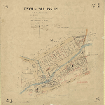 Cover image for Map - W/15B - town of Wellington, Hugh, Macrobie, Harold (Degraves), Macquarie (Cascade) Sts, Hobart Rvt, various landholders, surveyor Chrisp (field book no.1306)