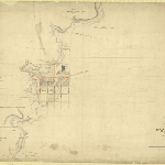 Cover image for Map - W/32 - town of Westbury, Albeura, Shadforth, Dexter, King, Arthur, George, Mary, Adelaide, William Sts, Quamby Brook, property boundaries, surveyor Scott