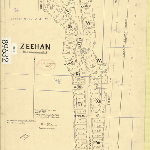Cover image for Map - Z/7 - town of Zeehan, Pedder, Hale, Quiggin, Solly, Goddard, Wilson, Smith, Emma, Counsel, Frederick, Tarleton, Irwell, Adams, Whyte, Formby, Queen, Hesketh, Fowler, Newton, Owen, Severn Sts, Main Ck, various landholders