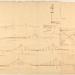 Cover image for Plan - Iron suspension bridge - general drawings - in relation to proposal for rebuilding bridge at Perth - drawings from Francis Morton and Co, Liverpool