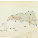 Cover image for Plan - Tasman Peninsula - Boys Establishment Point Puer showing the relative position of the new gaol and settlement