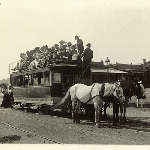 Cover image for Photograph - Horse-drawn tram, Melbourne. Possibly a tram from the Beaumaris Tram Company Limited that had stops between Beaumaris and Sandringham.