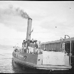 Cover image for Photograph - Ferry 'Lurgurena' at Hobart wharves / Photographer James Chandler