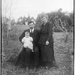 Cover image for Photograph - Mr and Mrs Ernie Moore nee Blanche Bellette and child [print annotated that they were the parents of Marj Larson, Corrie Newit, Clare Jones whose sons and daughters were Neil, Errol, Ernie, Cliff, Bill, Phillip and Monare Lin?]