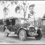 Cover image for Photograph - WEDDING CAR, FITZROY STREET SORELL OUTSIDE ST GEORGES CHURCH AND SUNDAY SCHOOL
