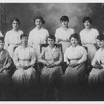 Cover image for Photograph - Amy Rowntree centre, Elsie White right seated.