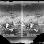 Cover image for Photograph - Theatre set of a viking ship with young girls on board [school play] [doubled image / glass plate]