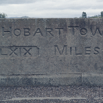 Cover image for Photograph - Ross - milestone to Hobart Town (on bridge?)