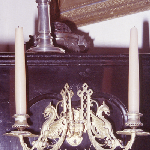 Cover image for Photograph - Longford - 'Woolmers' - interior view of house - detail of gilt bronze piano candelabra bracket /sconce in dragon design